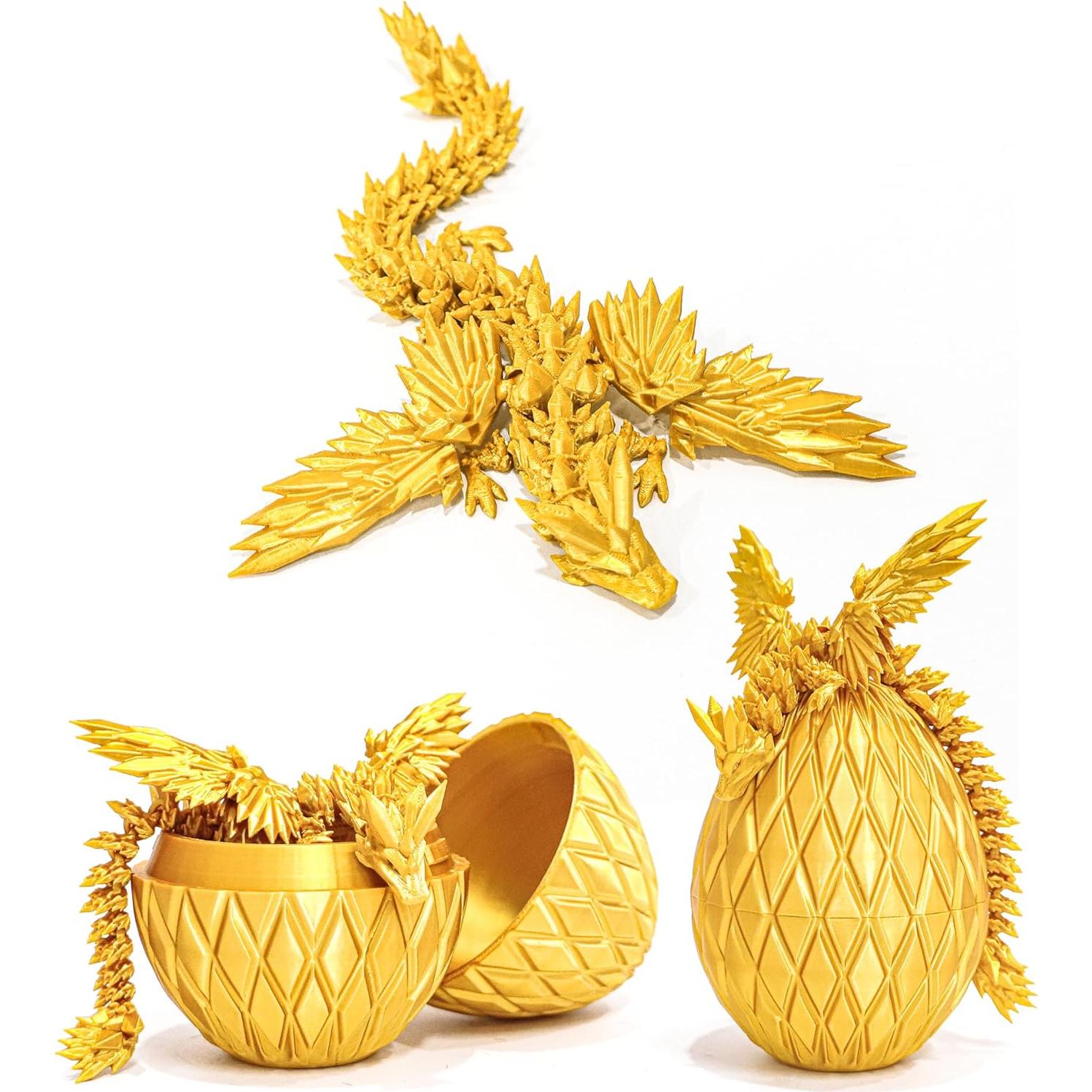 Huevo de Dragón Volador Flavery - 3D, Oro, 10.4x10.4cm