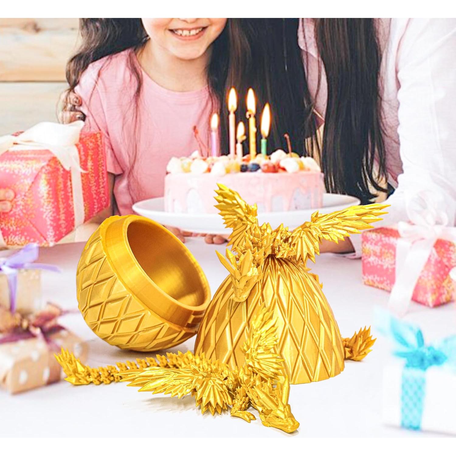 Huevo de Dragón Volador Flavery - 3D, Oro, 10.4x10.4cm