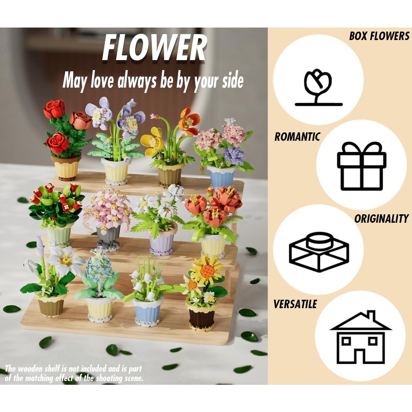 Jade Mini Flower Potted Plant Bonsai Building Toy Blocks Particle Flower Botanical