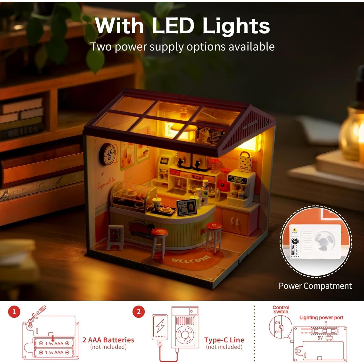 Bloques de Construcción LED Hallisun Tienda de Té 19x19x21.5cm