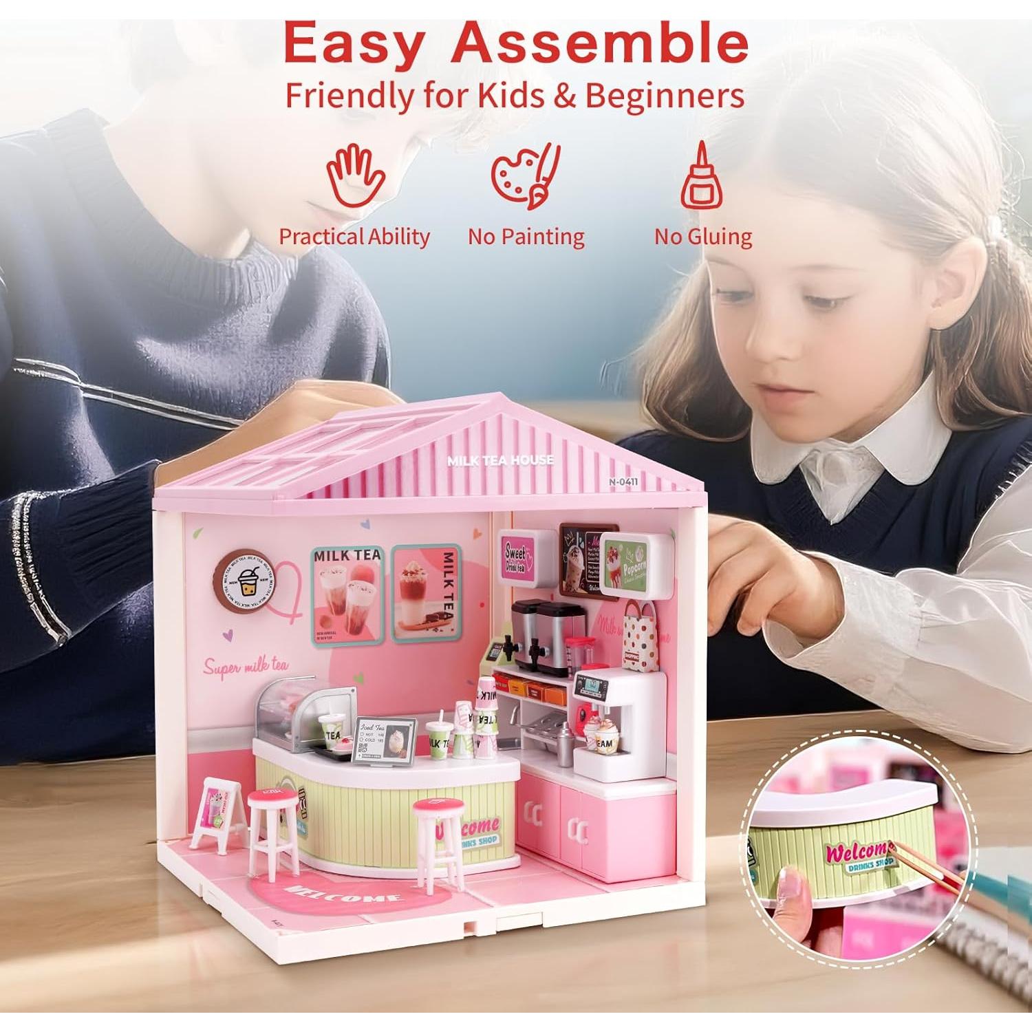 Bloques de Construcción LED Hallisun Tienda de Té 19x19x21.5cm