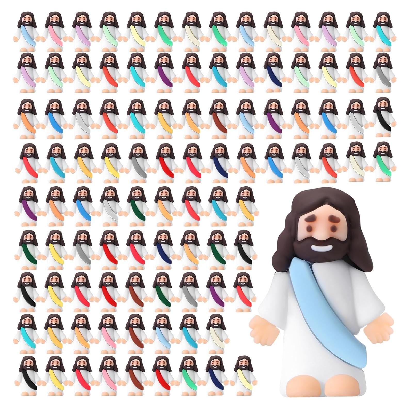 Bememo 100 Figuras de Jesús de Goma Coloridas para Fiesta Religiosa