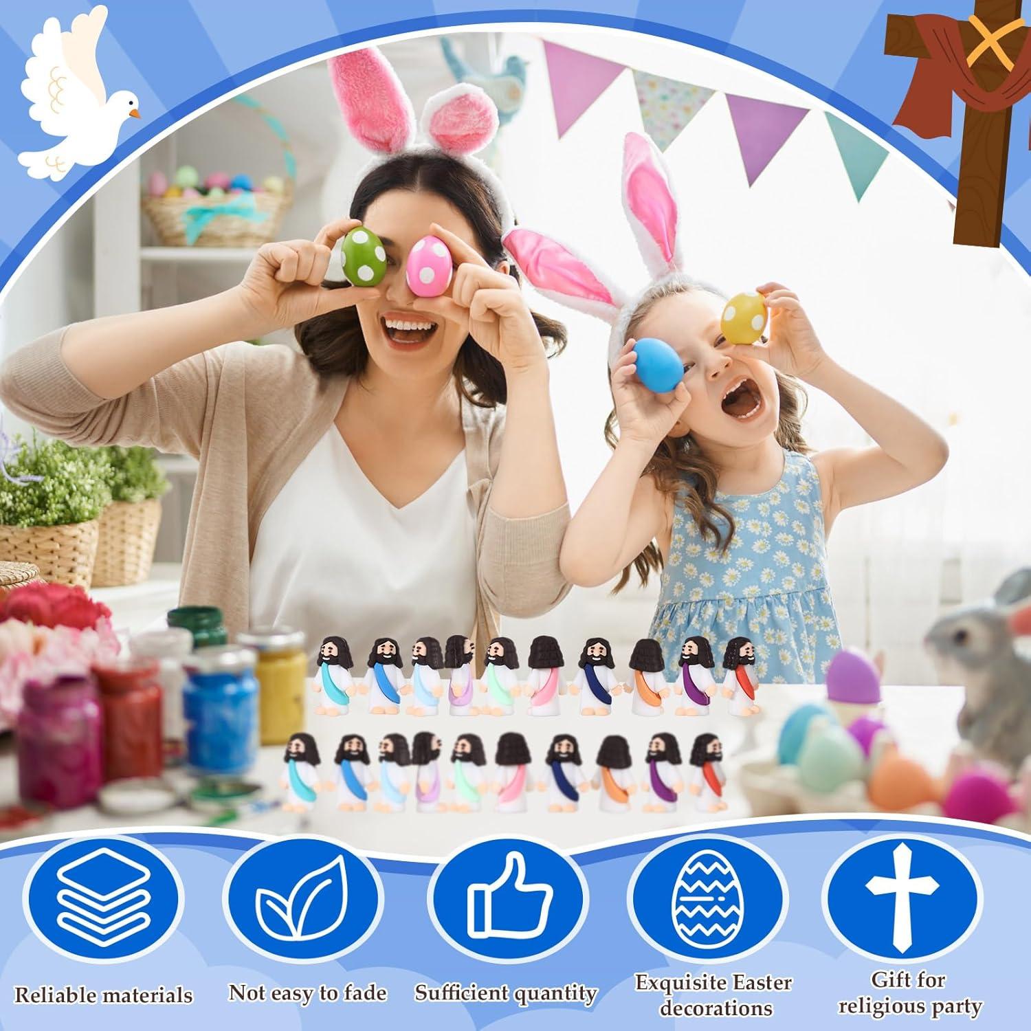 Bememo 100 Figuras de Jesús de Goma Coloridas para Fiesta Religiosa