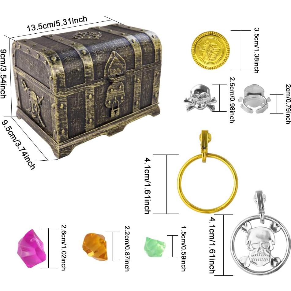 Cofre del Tesoro Pirata AEVBSOY con Cerradura 14x10x11 cm