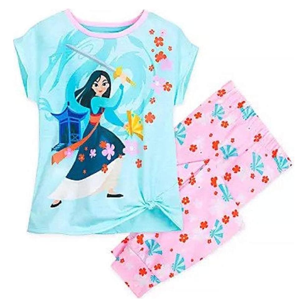 Conjunto de Sueño Mulan para Niñas 100% Algodón Rosa y Azul
