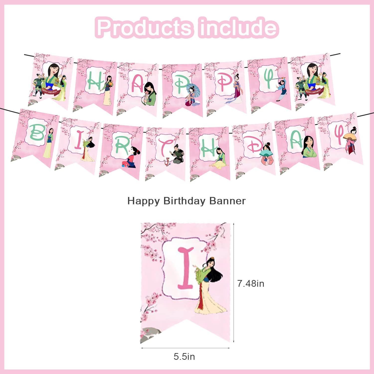 Decoraciones de Fiesta de Cumpleaños Princesa Mulan - Set Completo