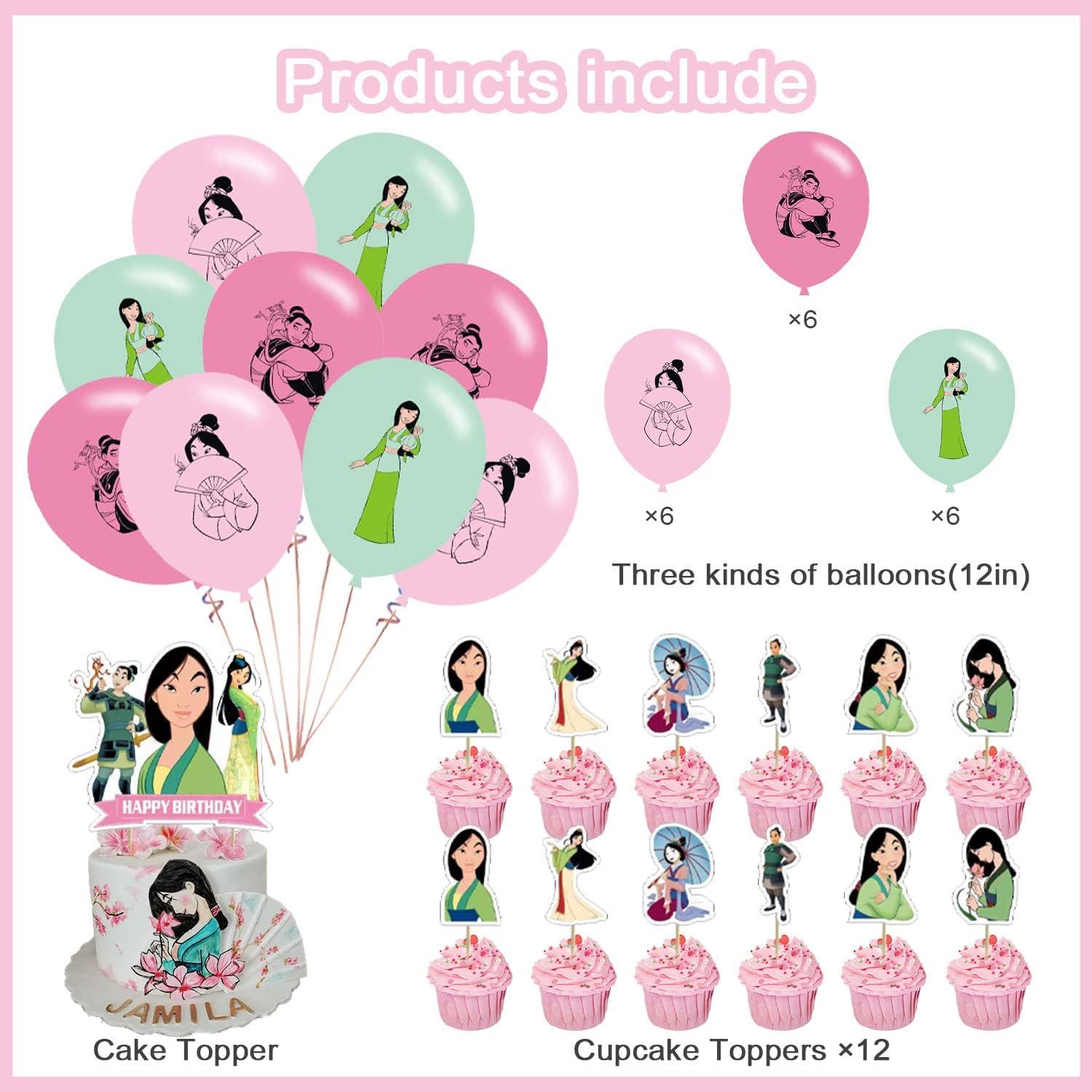 Decoraciones de Fiesta de Cumpleaños Princesa Mulan - Set Completo