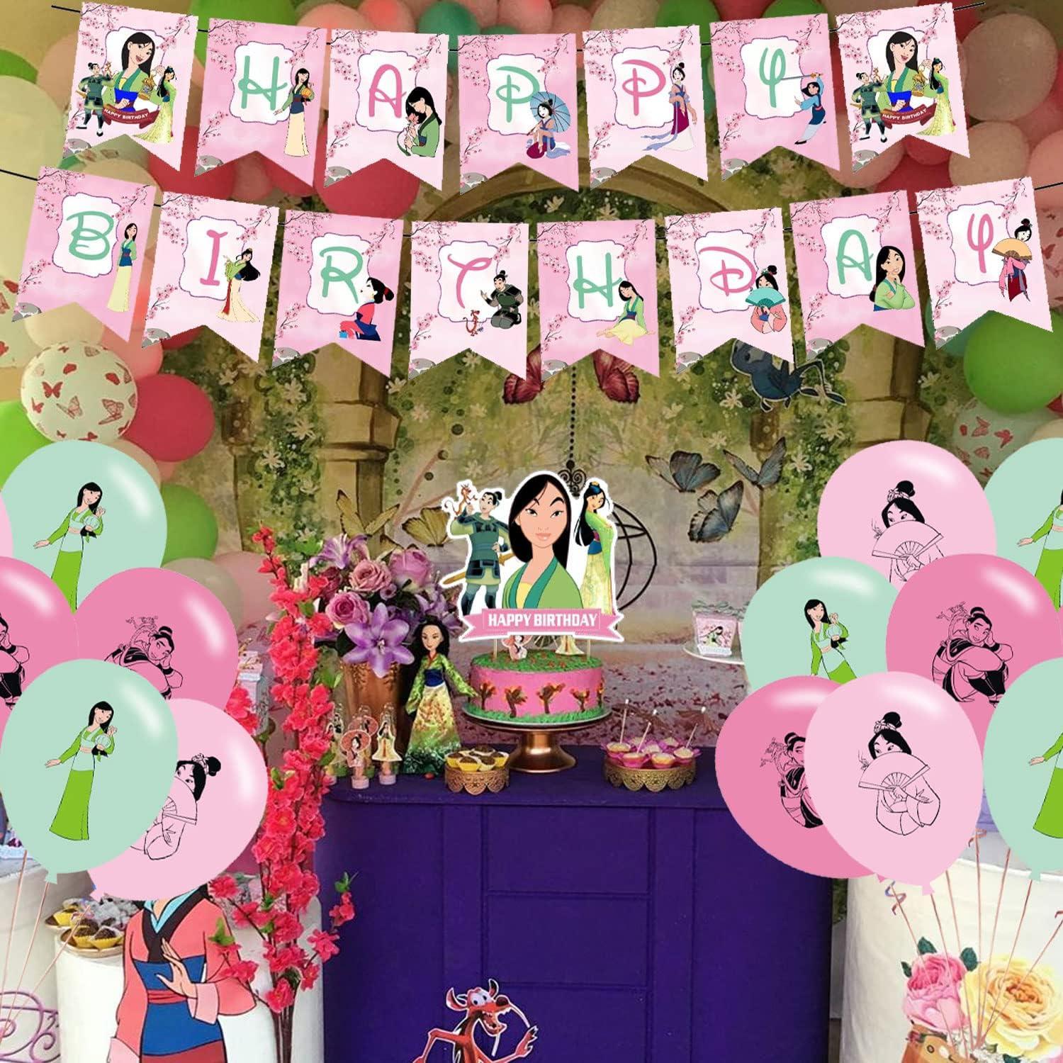 Decoraciones de Fiesta de Cumpleaños Princesa Mulan - Set Completo