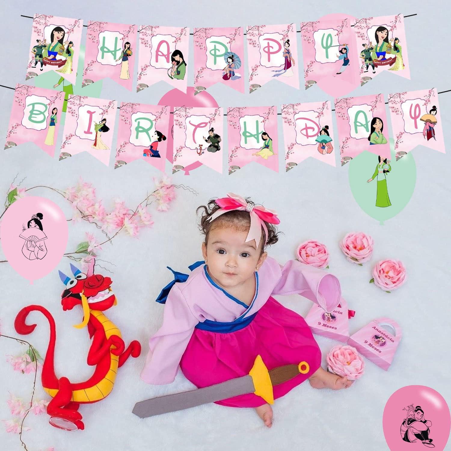 Decoraciones de Fiesta de Cumpleaños Princesa Mulan - Set Completo