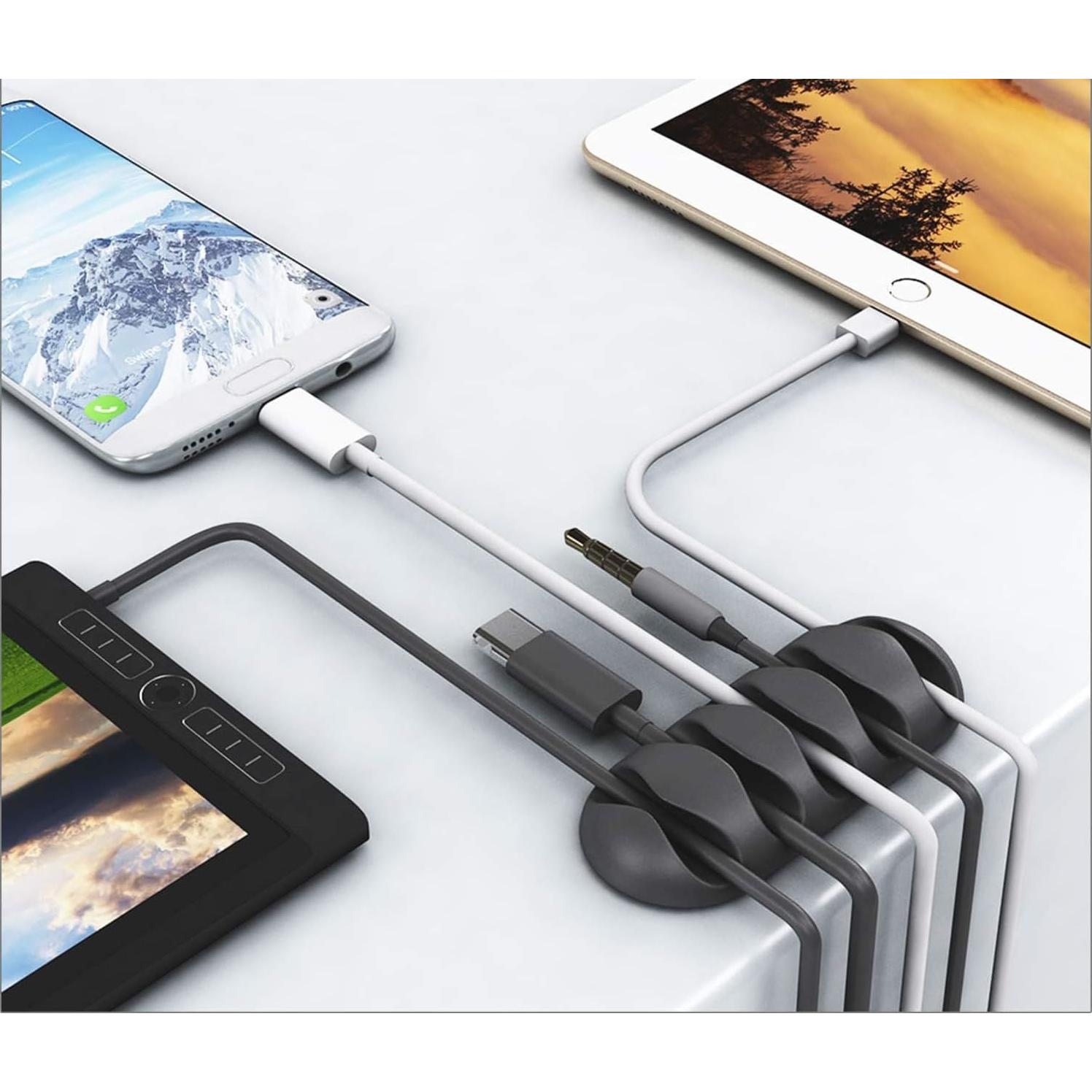 Organizador de Cables OHill, 24 Clips Adhesivos Negros