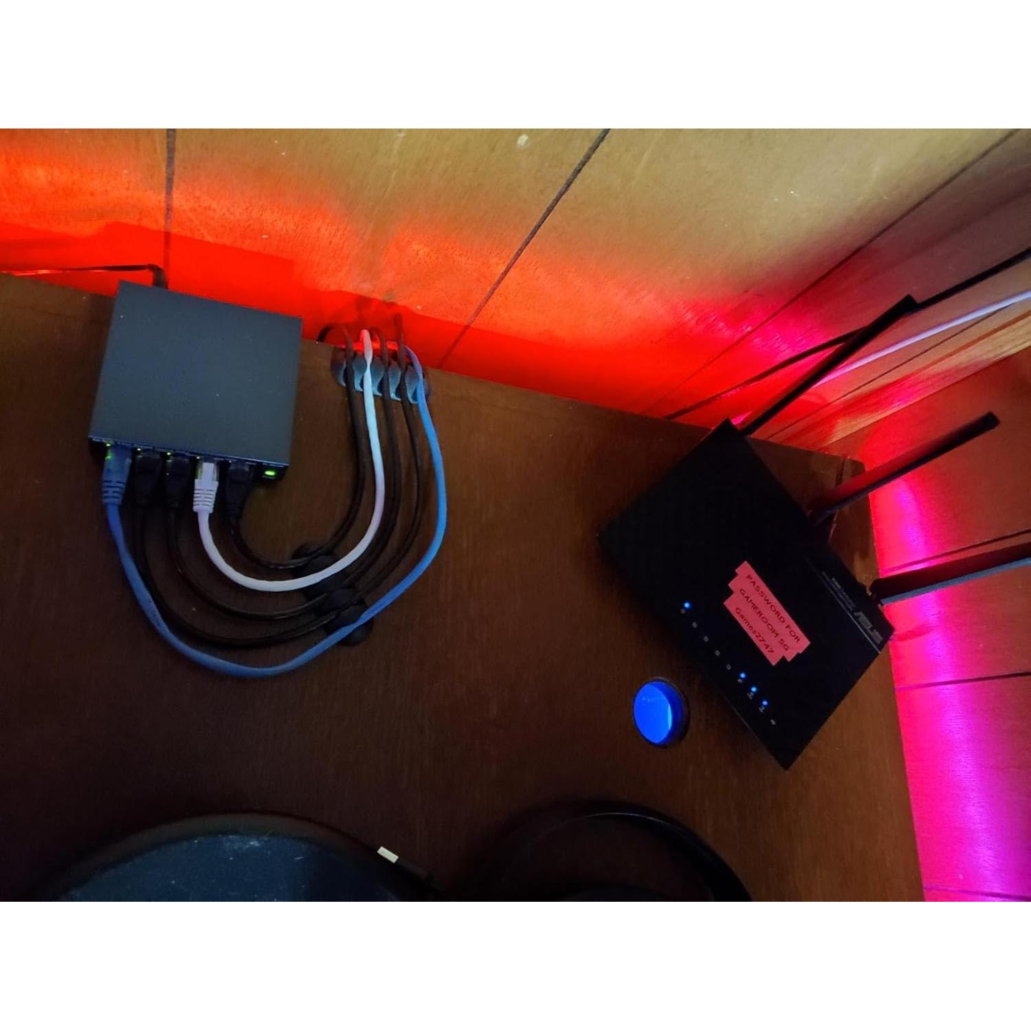 Organizador de Cables OHill, 24 Clips Adhesivos Negros