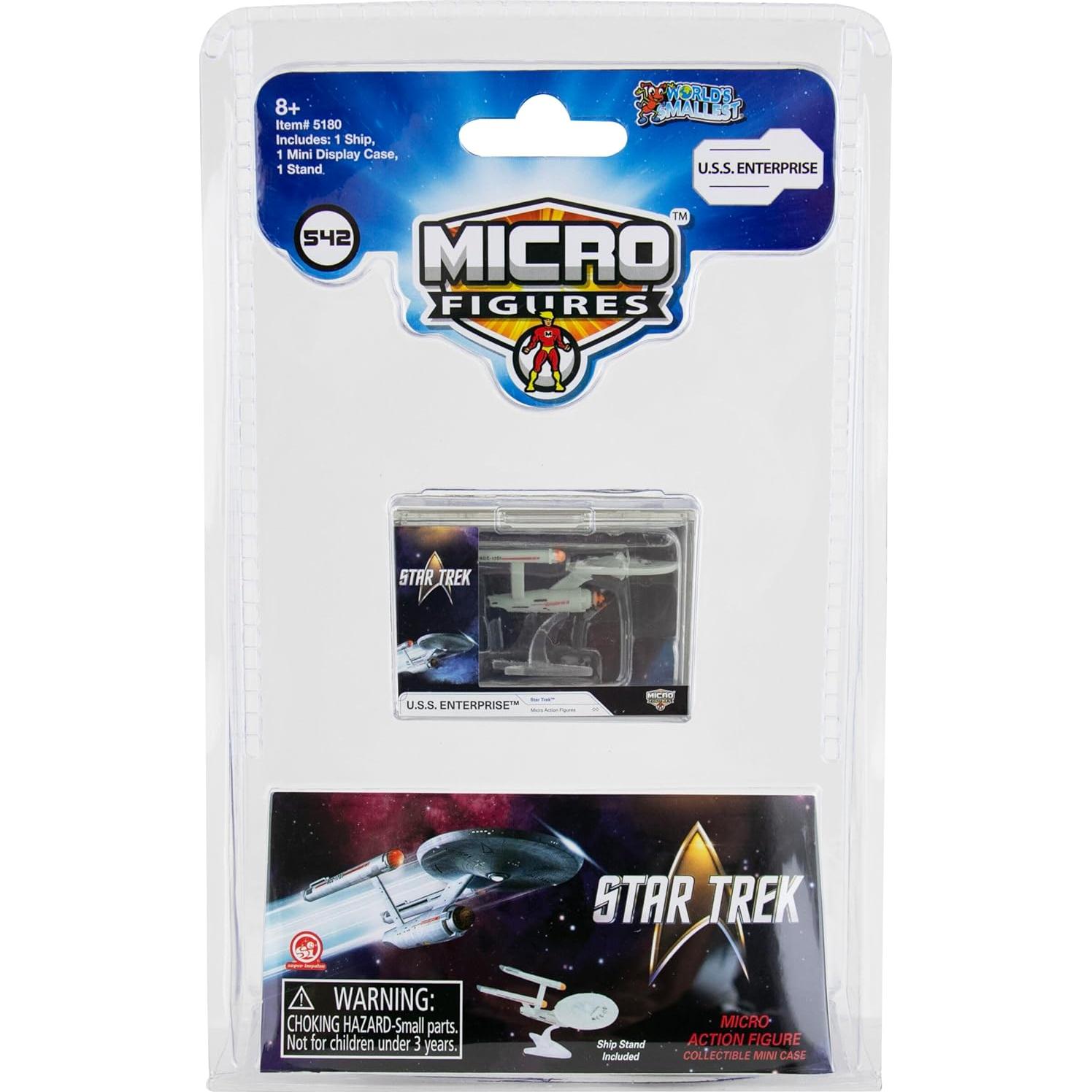 Micro Figuras Star Trek Capitán Kirk, Sr. Spock y U.S.S. Enterprise