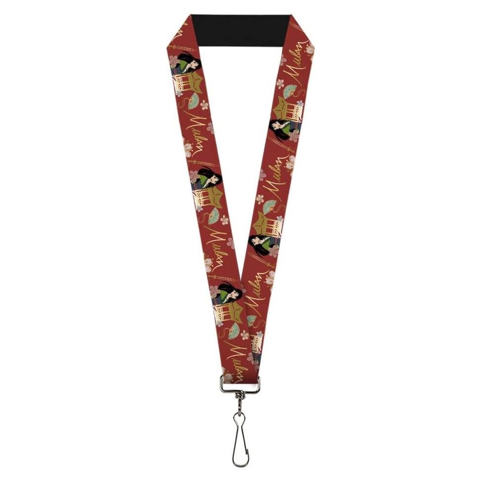 Lanyard Mulan Buckle-Down 55.88 cm con Flores y Clip Acero