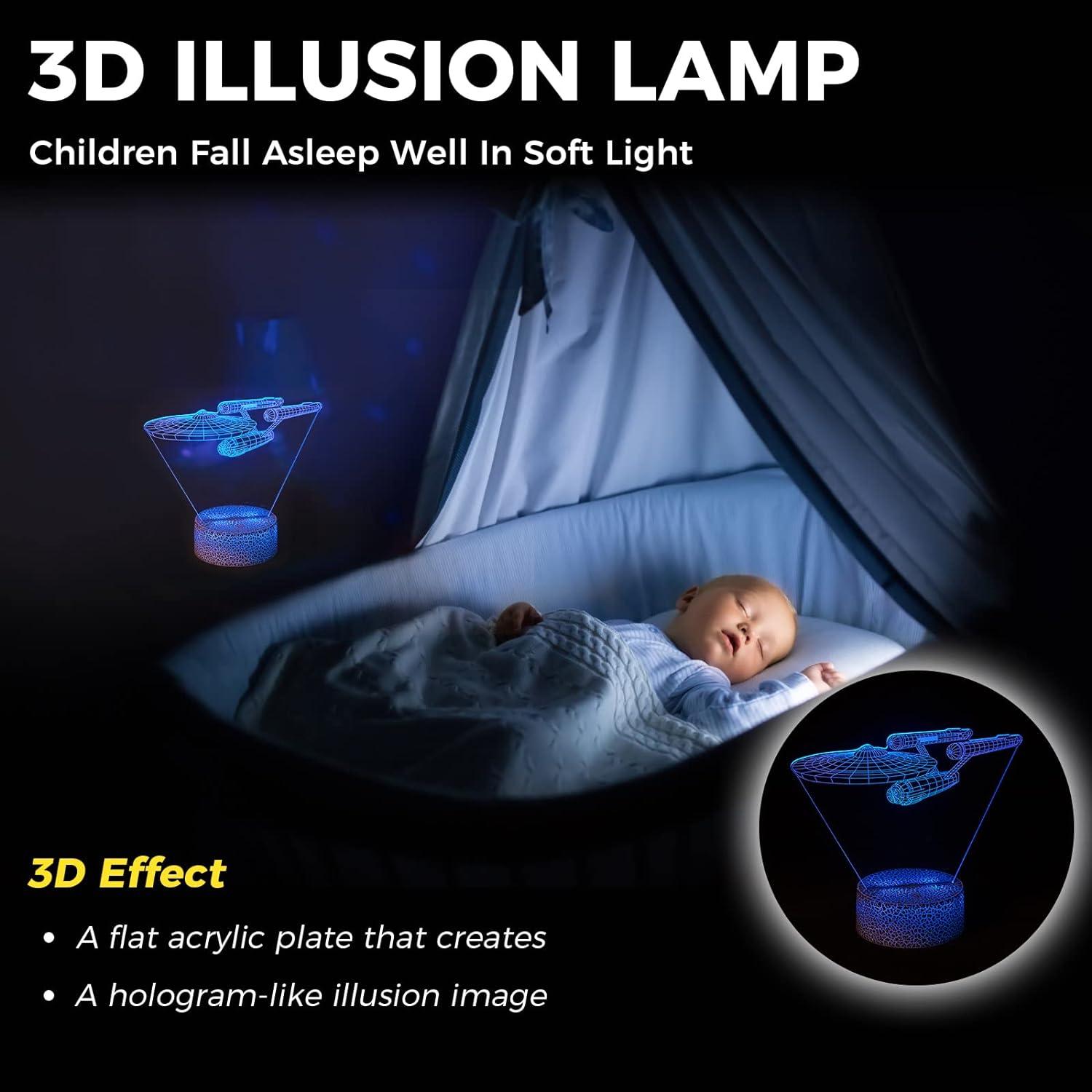 Lámpara Nocturna LED Smalody 3D Cambio de Color Táctil