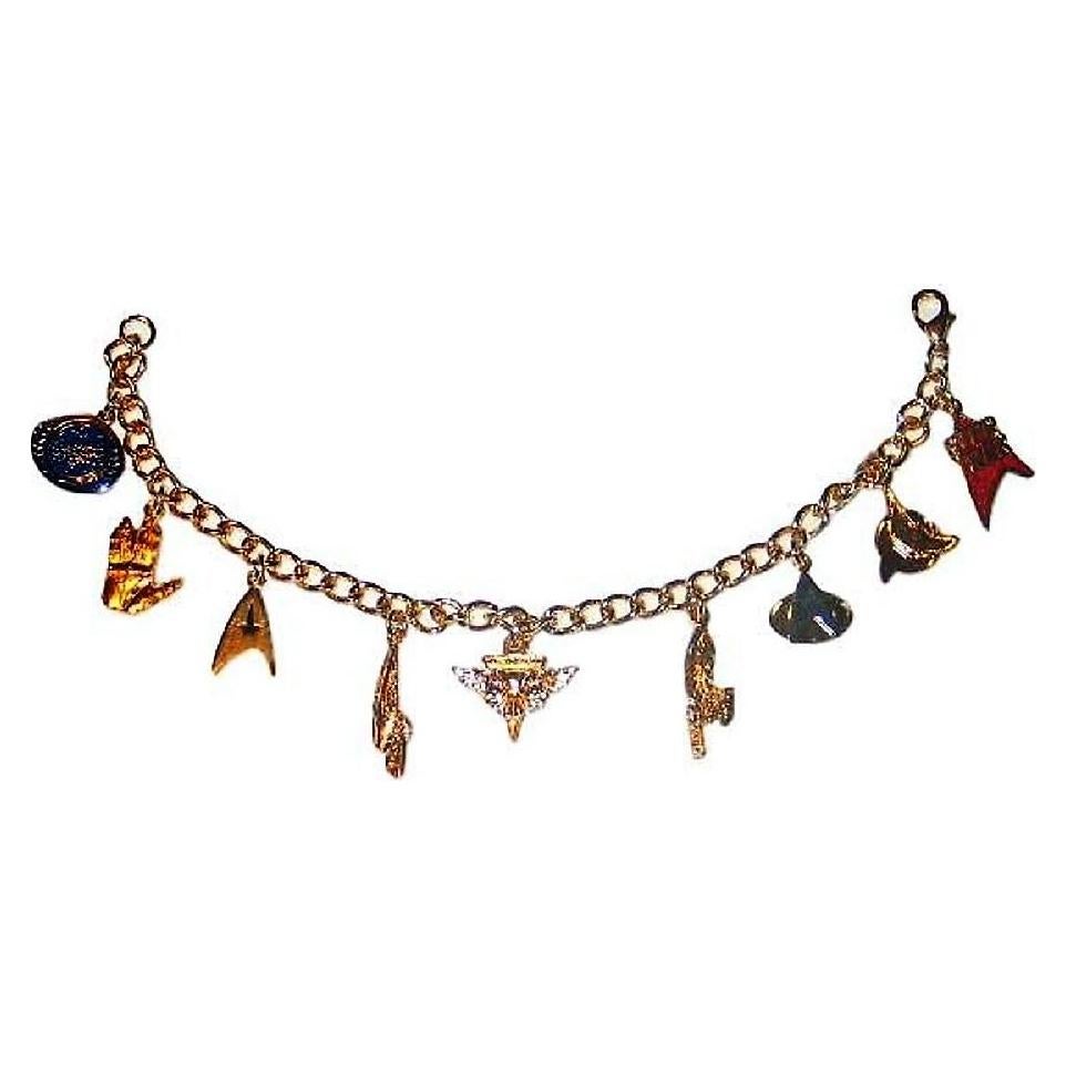 Pulsera Star Trek con 9 Charms Metálicos Dorados para Mujeres