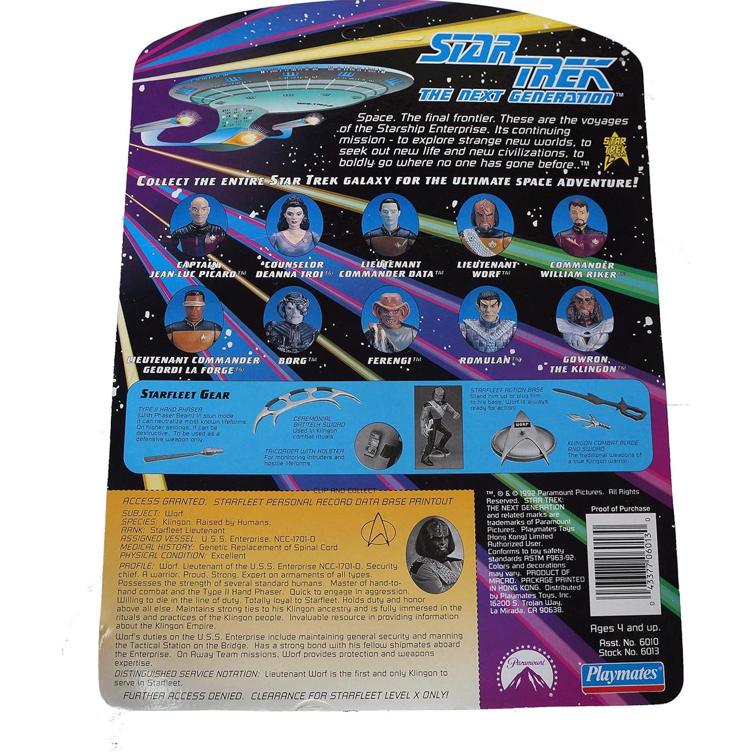 Figura de Acción Teniente Worf Playmates 1992 Firmada
