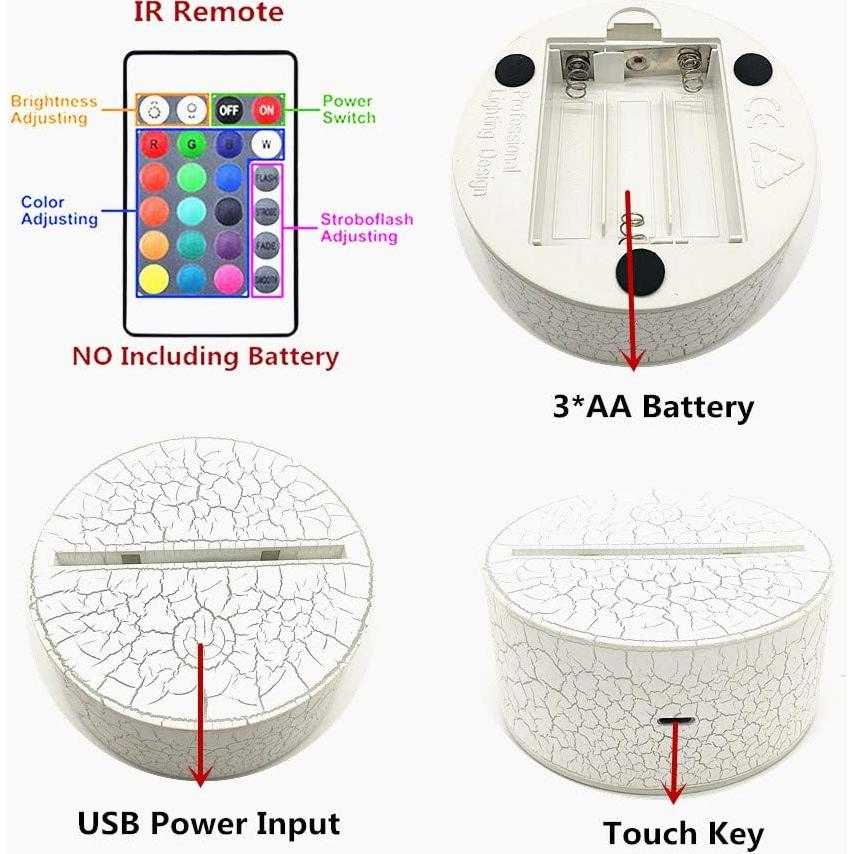 Luz Nocturna 3D LED Gfytdxe con Control Táctil y Remoto