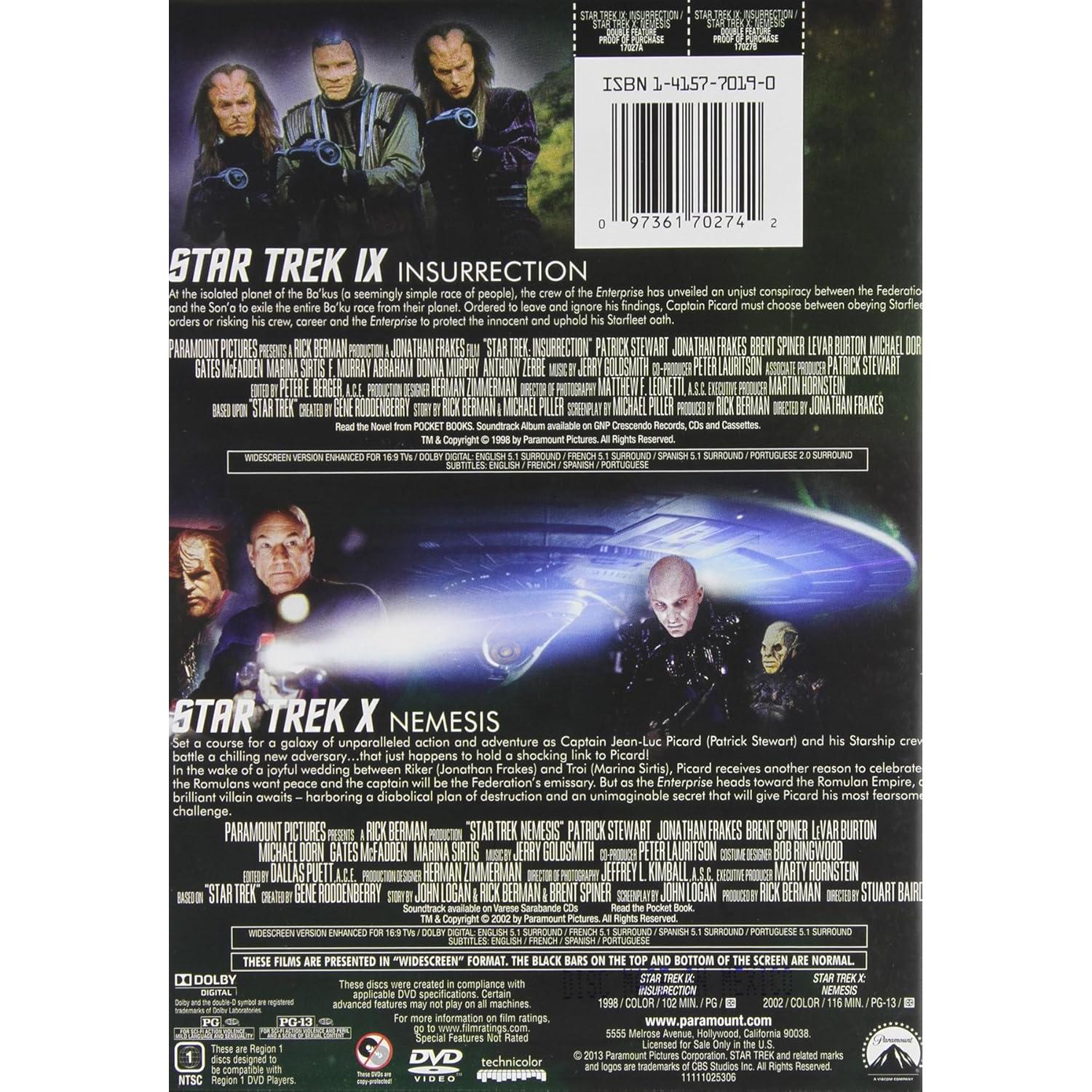 Star Trek IX y X: Insurrección y Nemesis en DVD