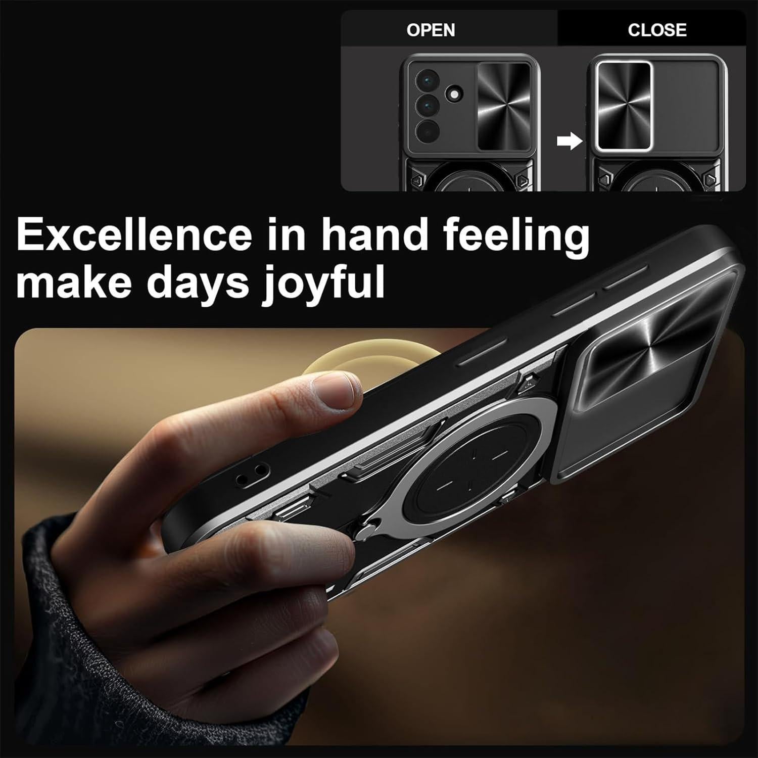 Funda de Armadura CCSmall para Samsung Galaxy A56 5G, Negro