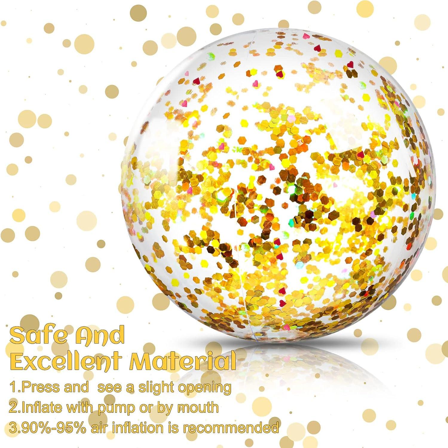 Civaner 10 Pelotas de Playa Inflables Brillantes 40 cm Dorado