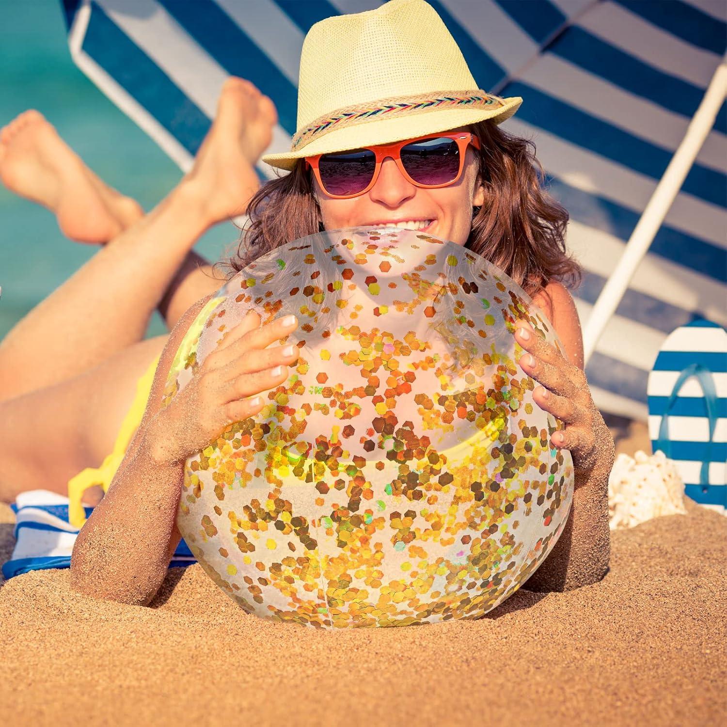 Civaner 10 Pelotas de Playa Inflables Brillantes 40 cm Dorado