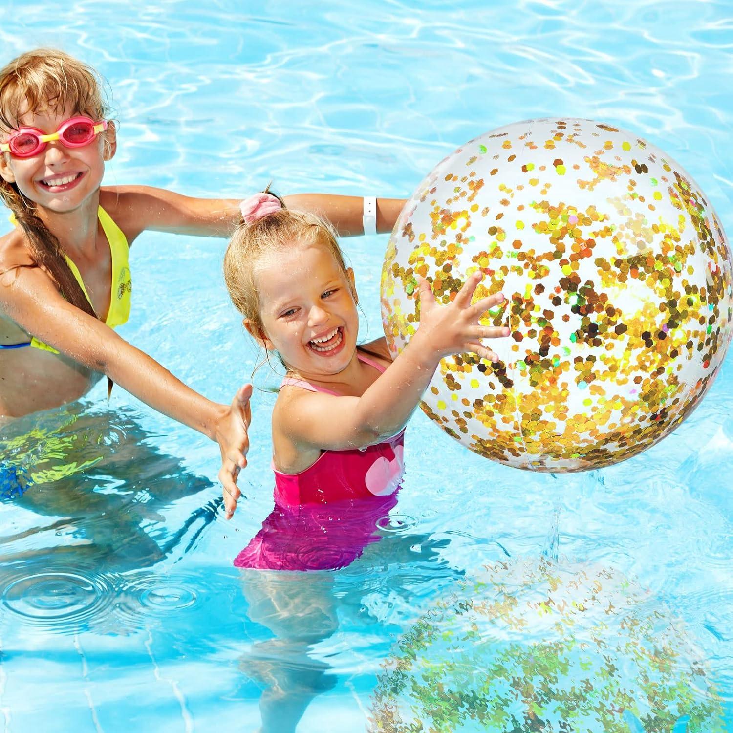 Civaner 10 Pelotas de Playa Inflables Brillantes 40 cm Dorado