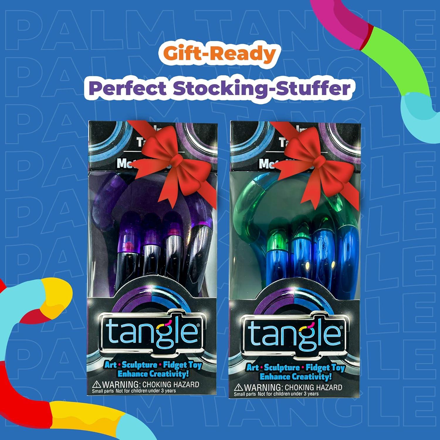 Tangle Palm Metallic 2-Pack Aqua Blue y Plum Purple - Juguete Antiestrés