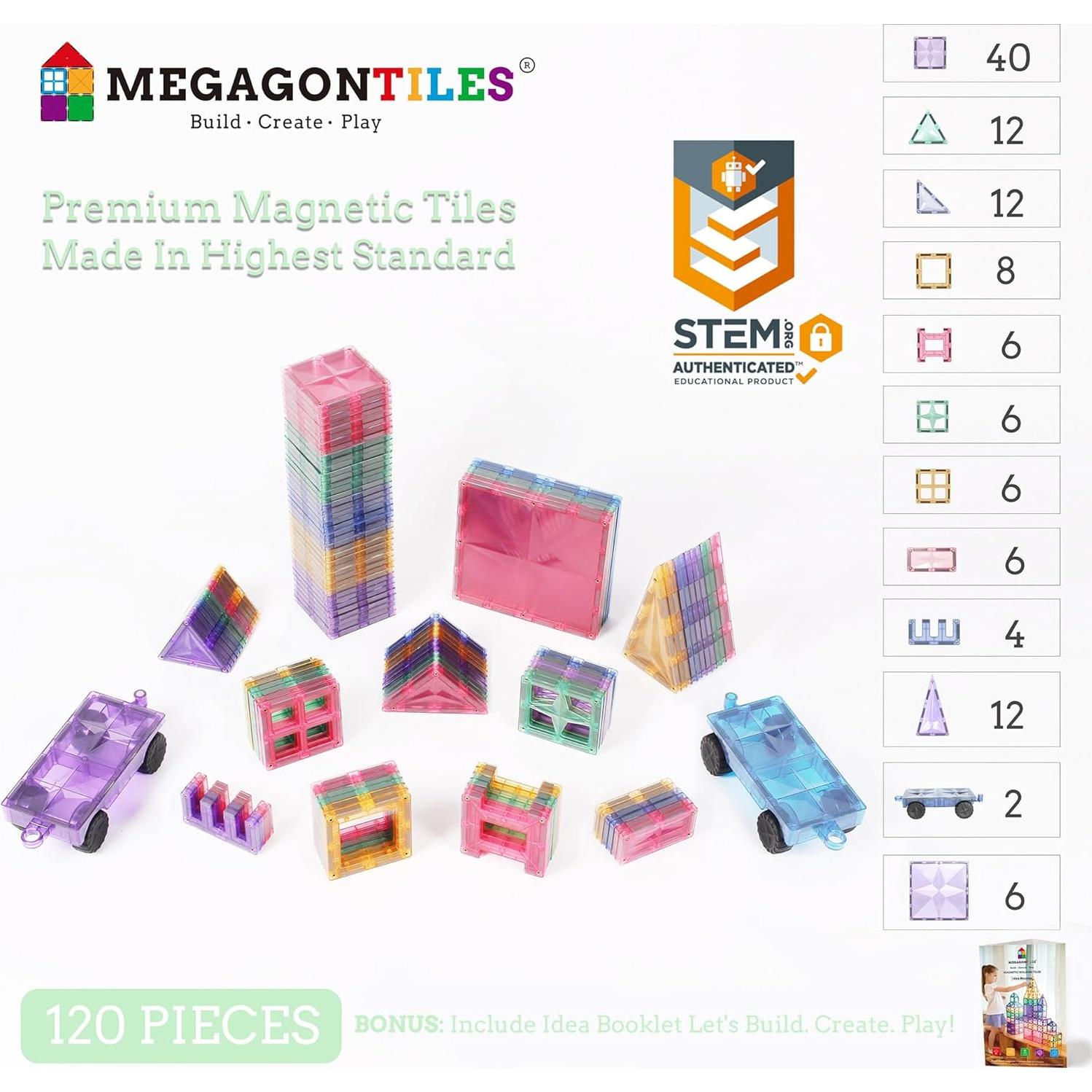 Juego de Azulejos Magnéticos MEGAGONTILES 120 PCS STEM