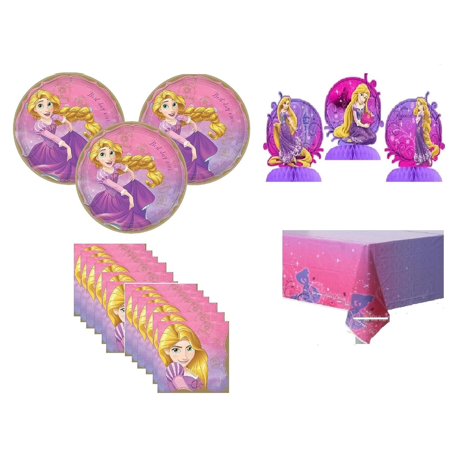 Paquete Fiesta Rapunzel Enredados Disney 16 Platos 16 Servilletas