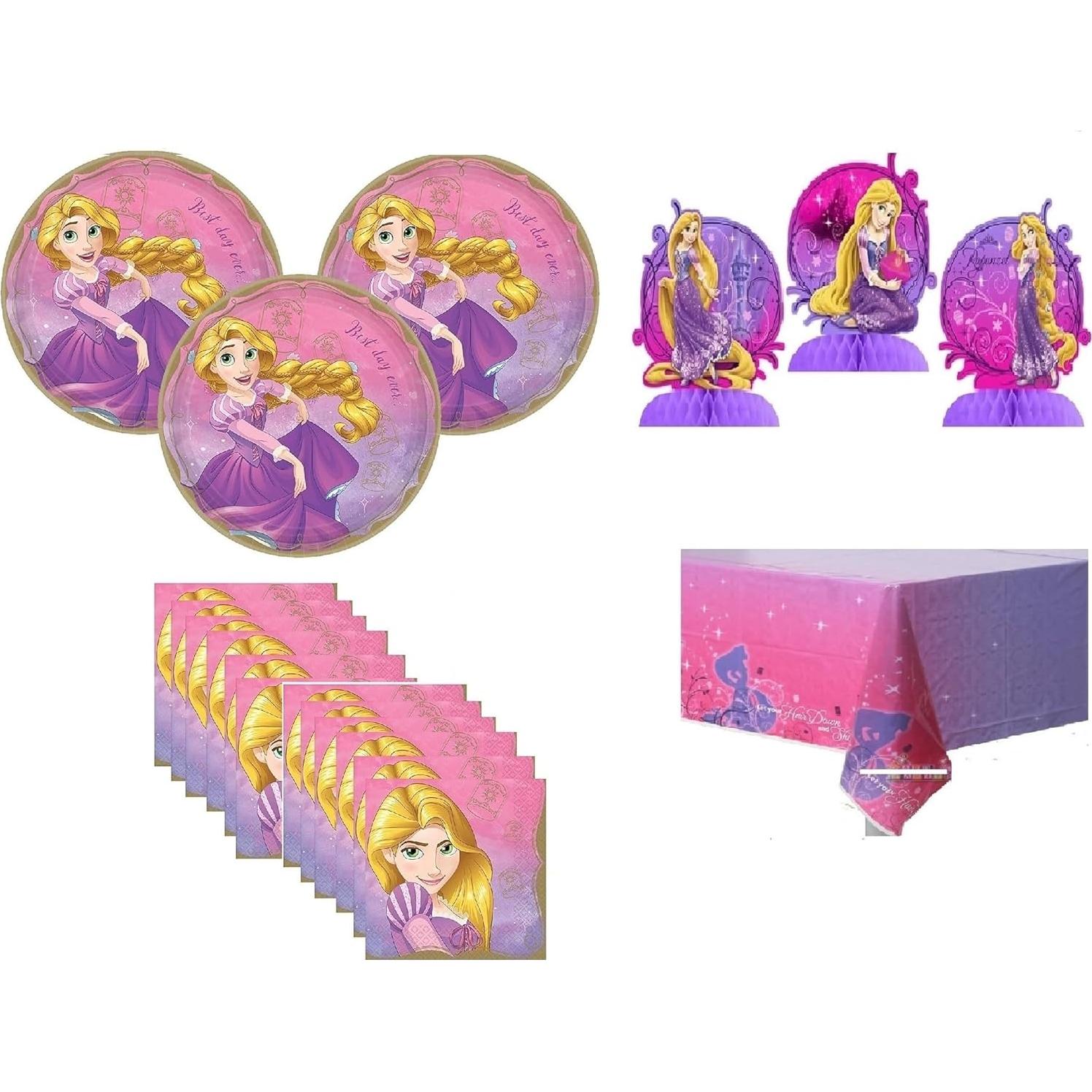Paquete Fiesta Rapunzel Enredados Disney 16 Platos 16 Servilletas