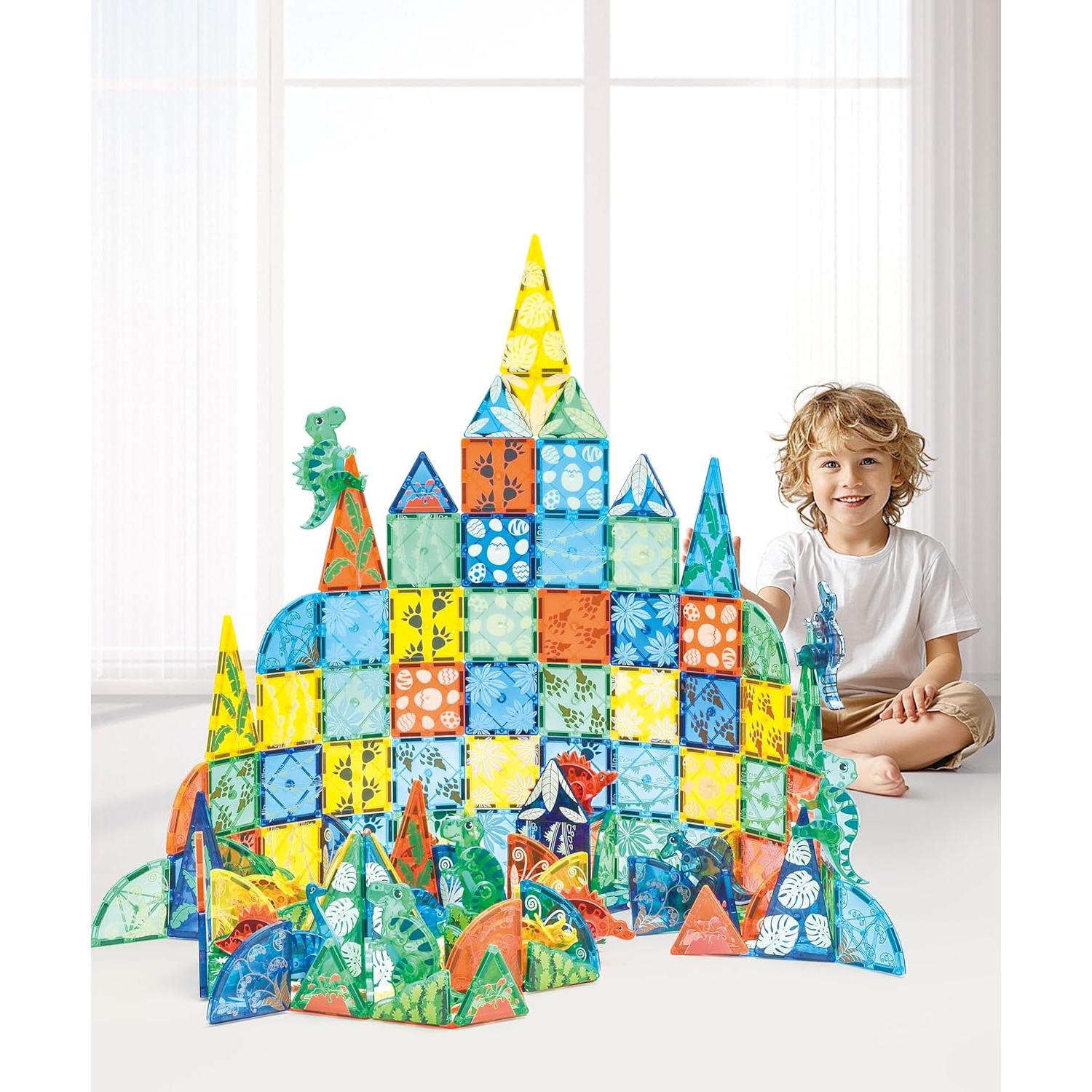 Juego de 106 Piezas Azulejos Magnéticos Dino MEGAGONTILES