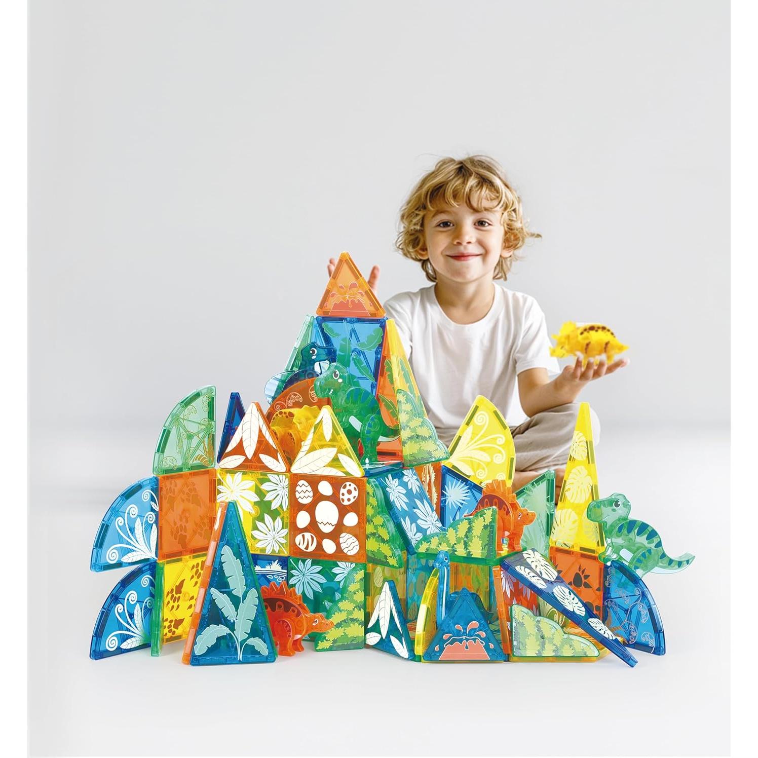 Juego de 106 Piezas Azulejos Magnéticos Dino MEGAGONTILES