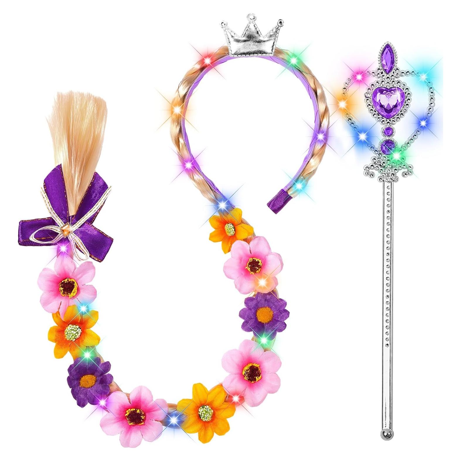 Accesorios de Princesa LED para Niñas - Peluca y Varita