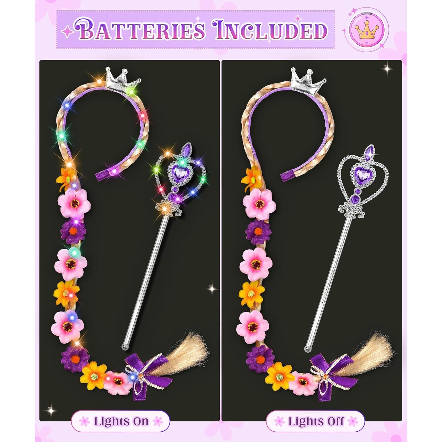 Accesorios de Princesa LED para Niñas - Peluca y Varita
