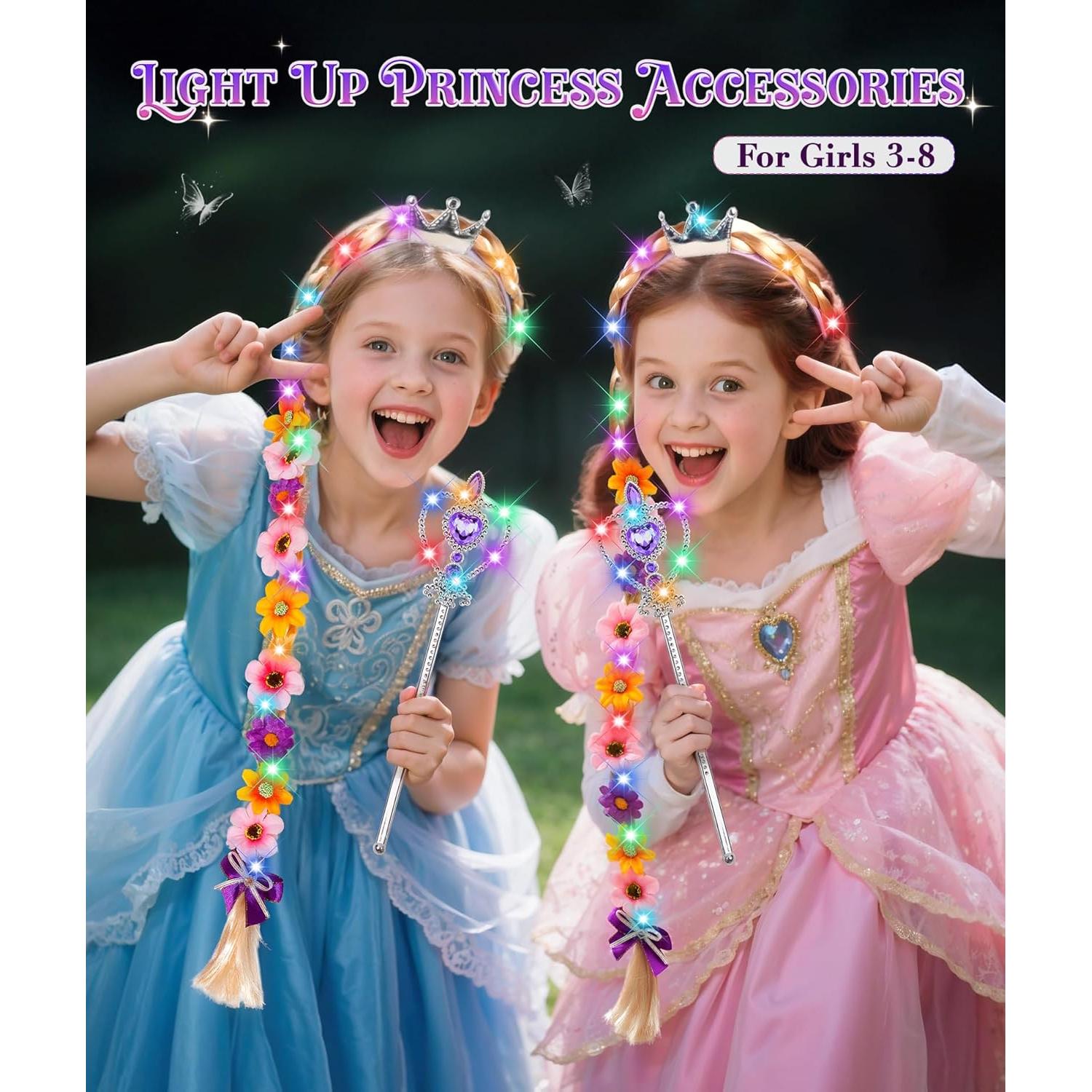 Accesorios de Princesa LED para Niñas - Peluca y Varita