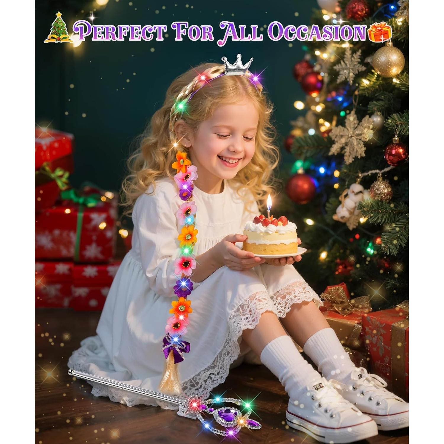 Accesorios de Princesa LED para Niñas - Peluca y Varita