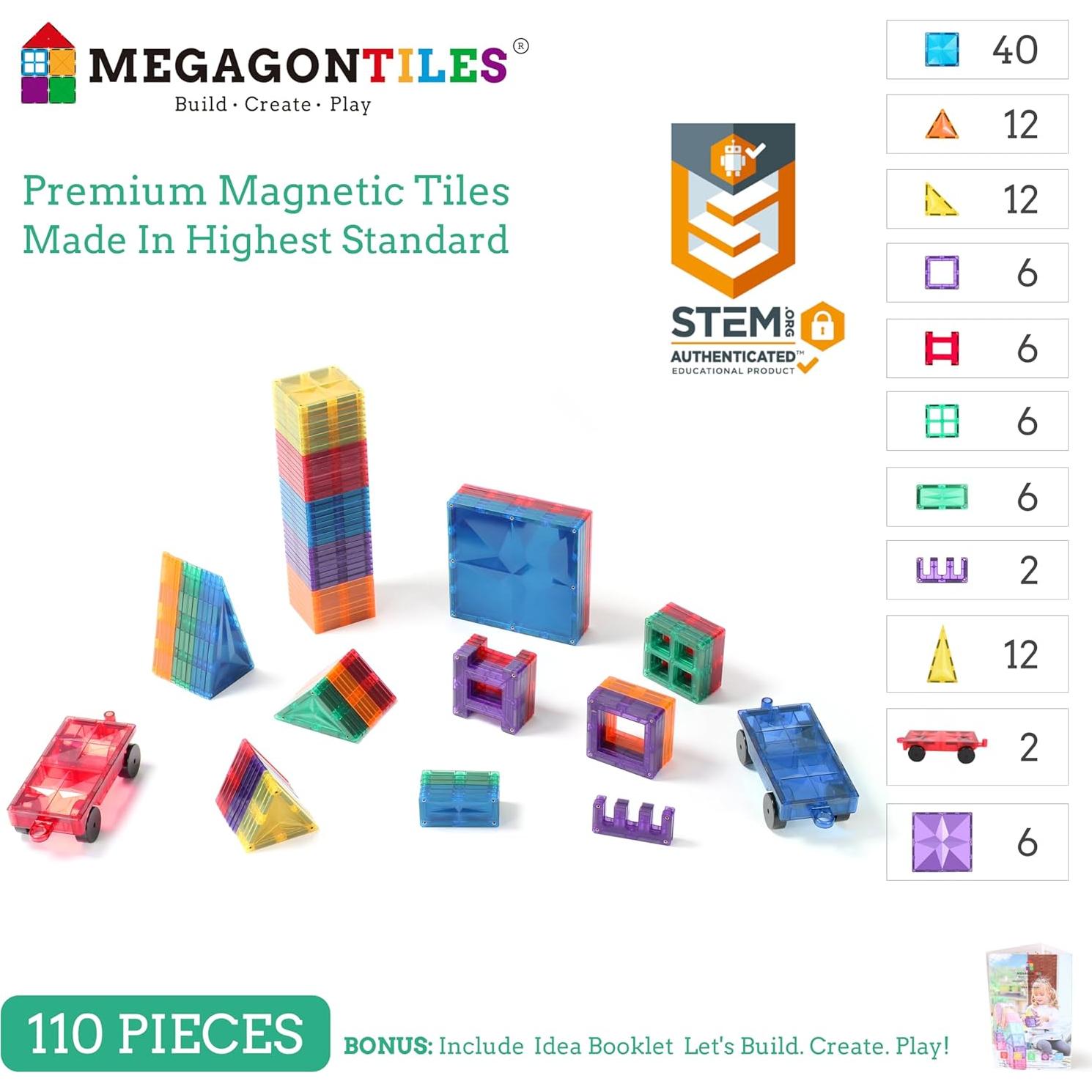 Juego de Azulejos Magnéticos MEGA 110 PCS Educativo STEM