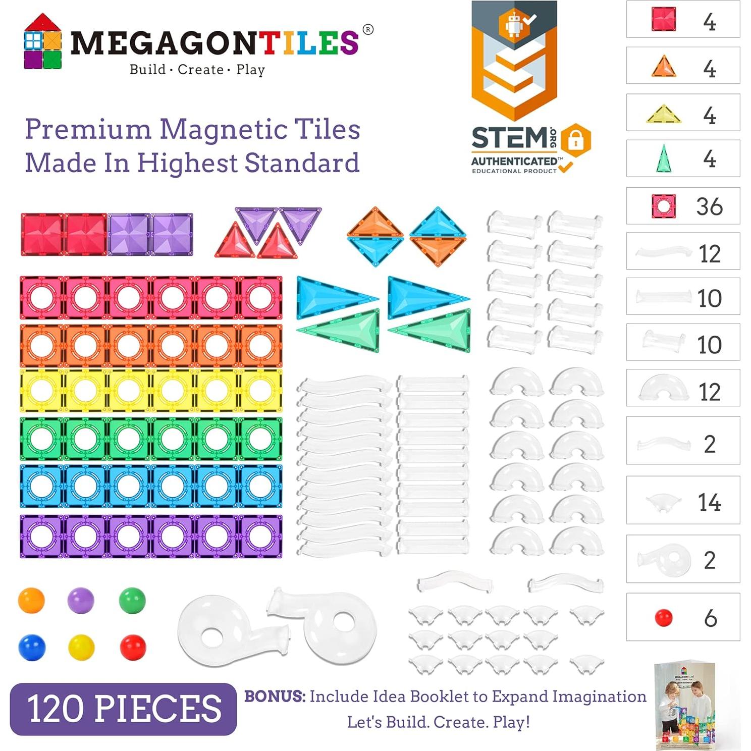 Juego de Azulejos Magnéticos MEGA 120 PCS Educativo STEM