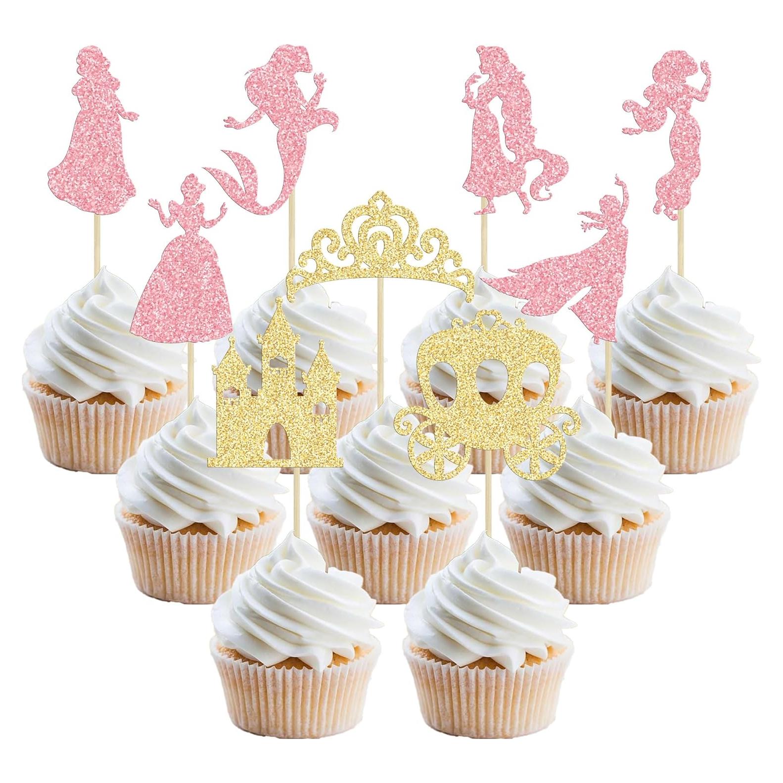 Toppers de Cupcake Princesa Gyufise 36Pcs Decorativos