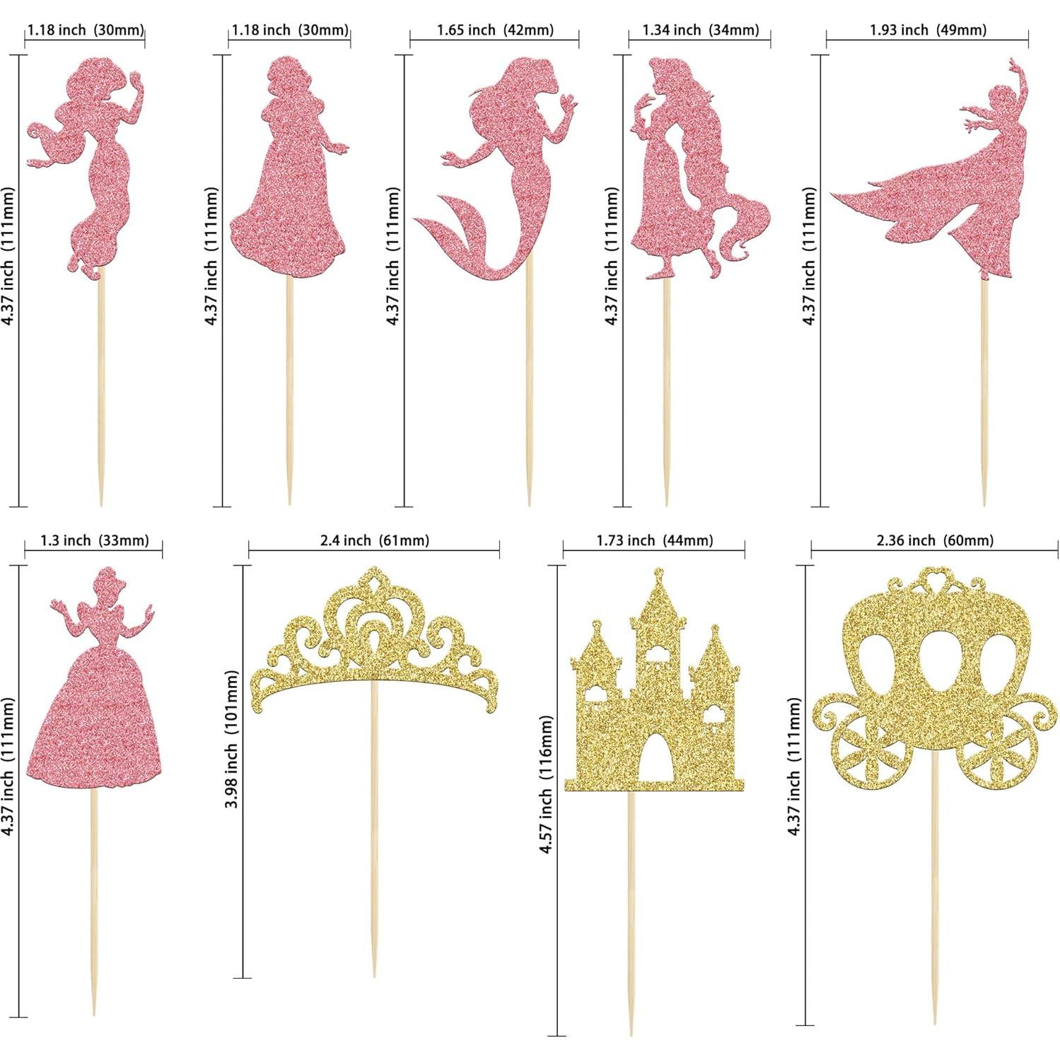 Toppers de Cupcake Princesa Gyufise 36Pcs Decorativos