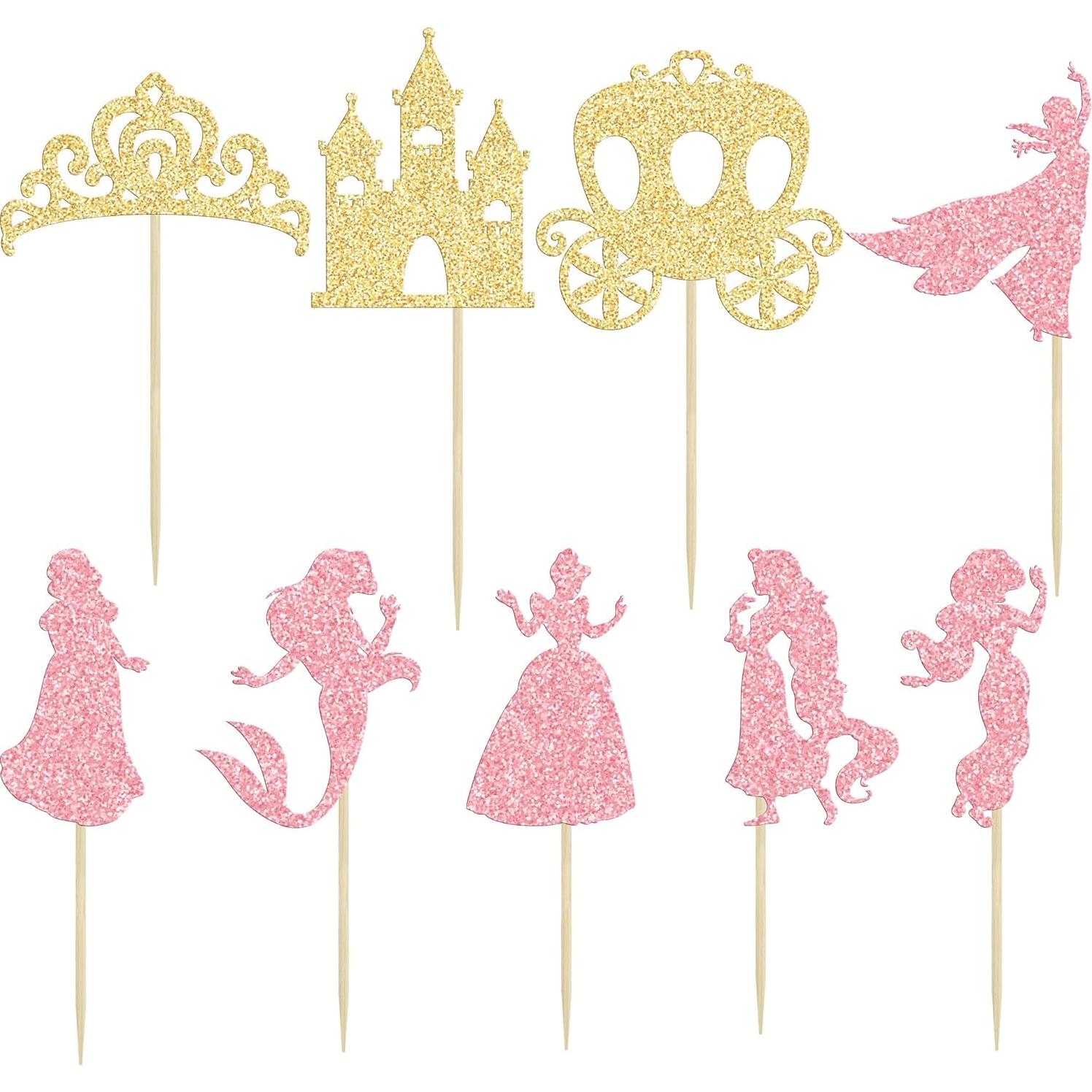 Toppers de Cupcake Princesa Gyufise 36Pcs Decorativos