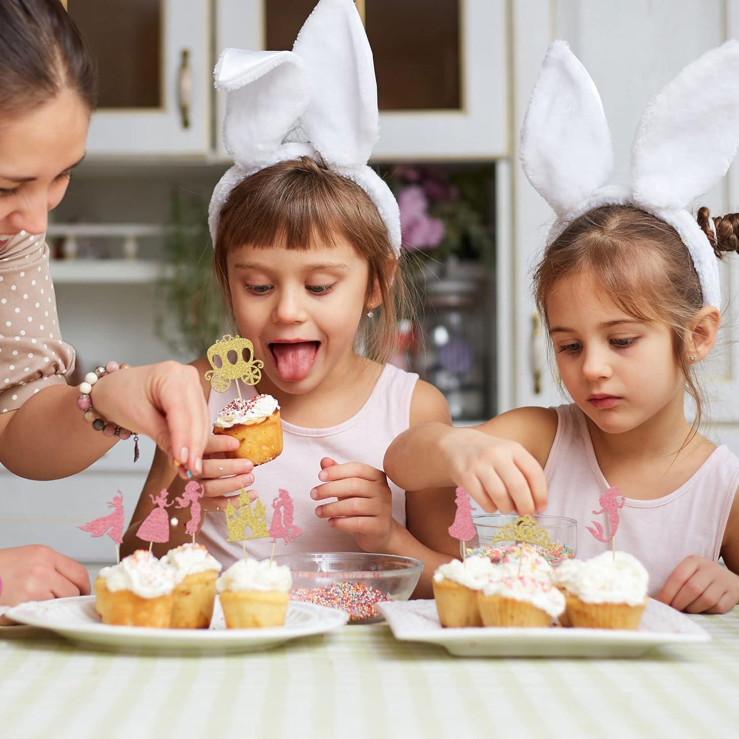 Toppers de Cupcake Princesa Gyufise 36Pcs Decorativos