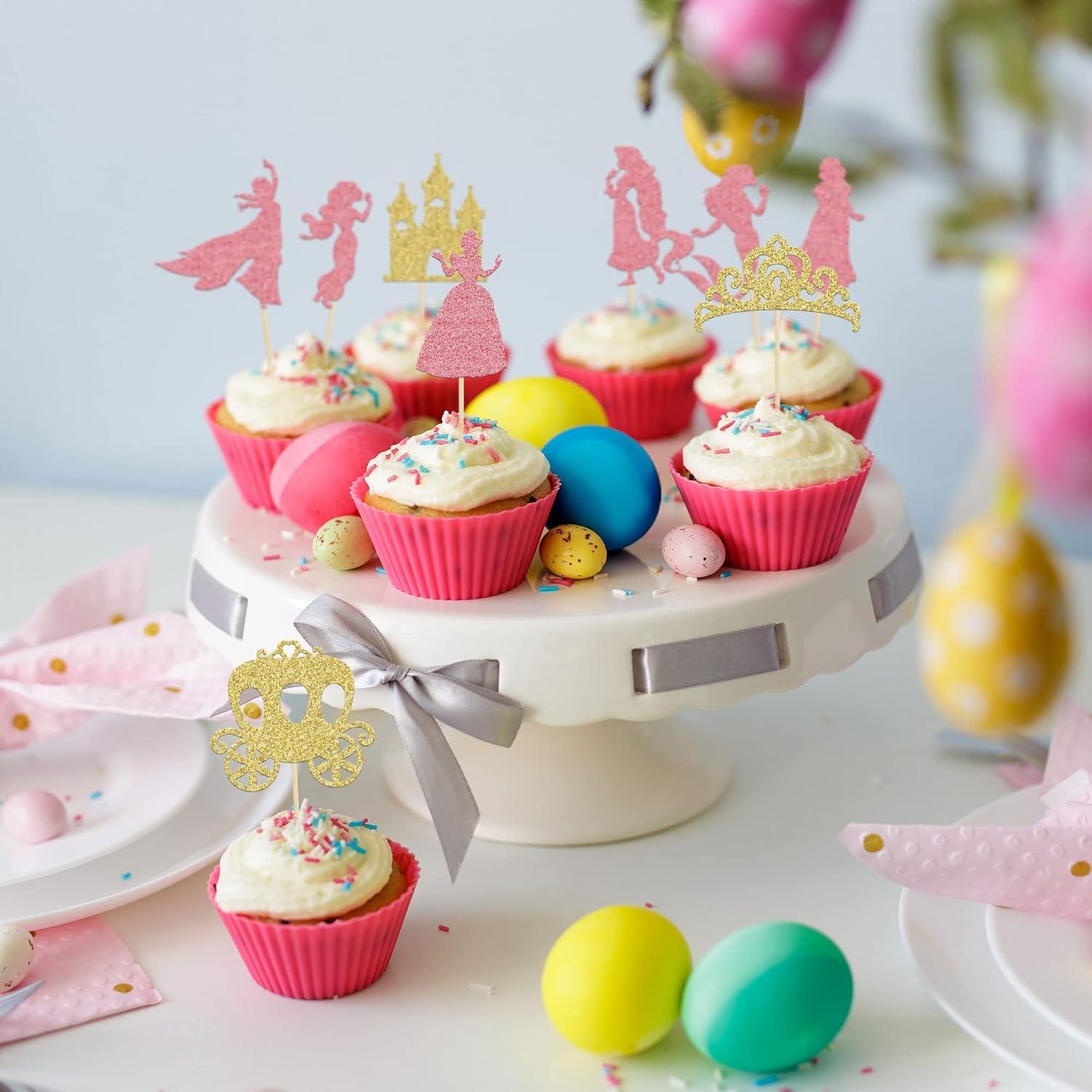 Toppers de Cupcake Princesa Gyufise 36Pcs Decorativos