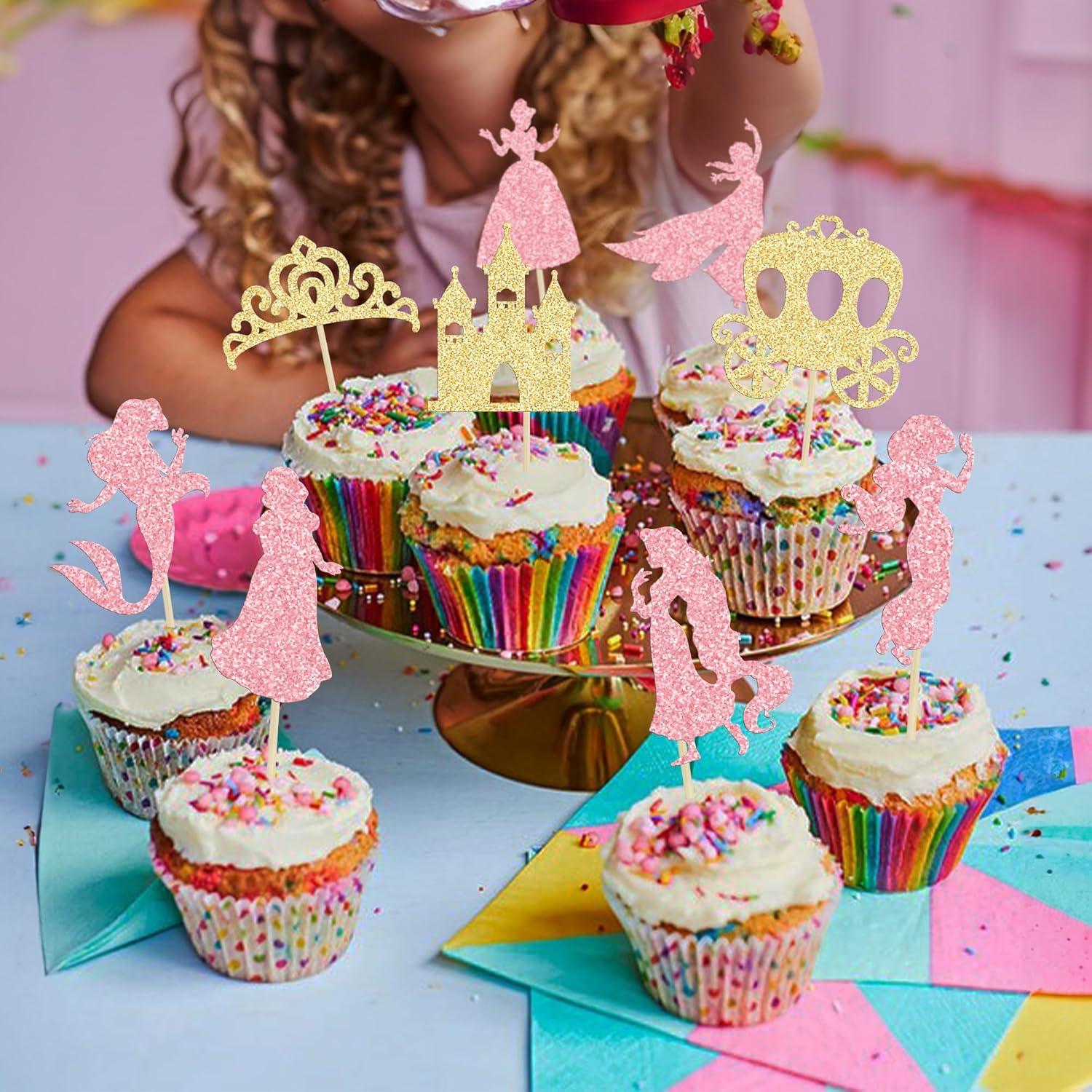 Toppers de Cupcake Princesa Gyufise 36Pcs Decorativos