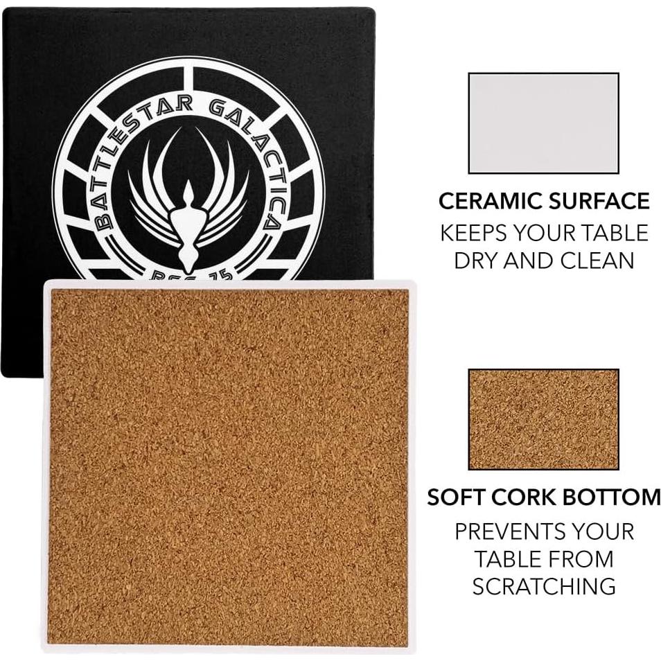 Set de 2 Posavasos Cuadrados Cerámica Battlestar Galactica 9.9 cm