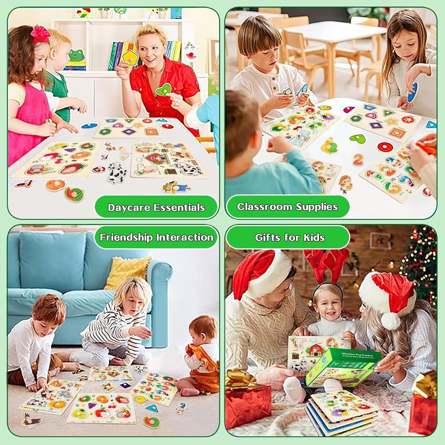 Rompecabezas de Madera Montessori 4 Paquete para Niños