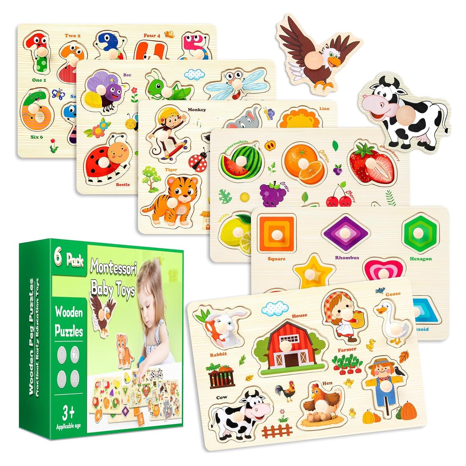 Rompecabezas de Madera Montessori 6 Piezas para Niños