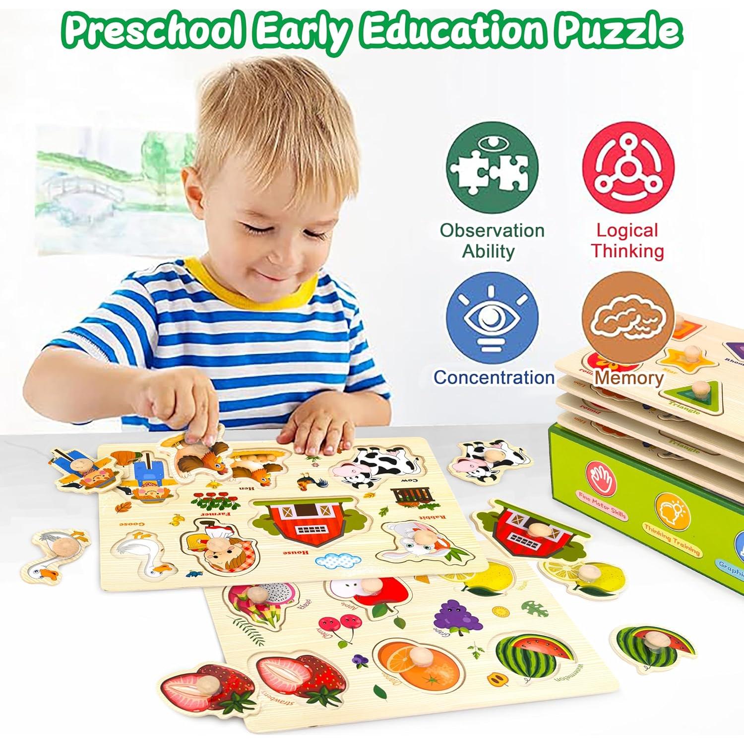 Rompecabezas de Madera Montessori 6 Piezas para Niños