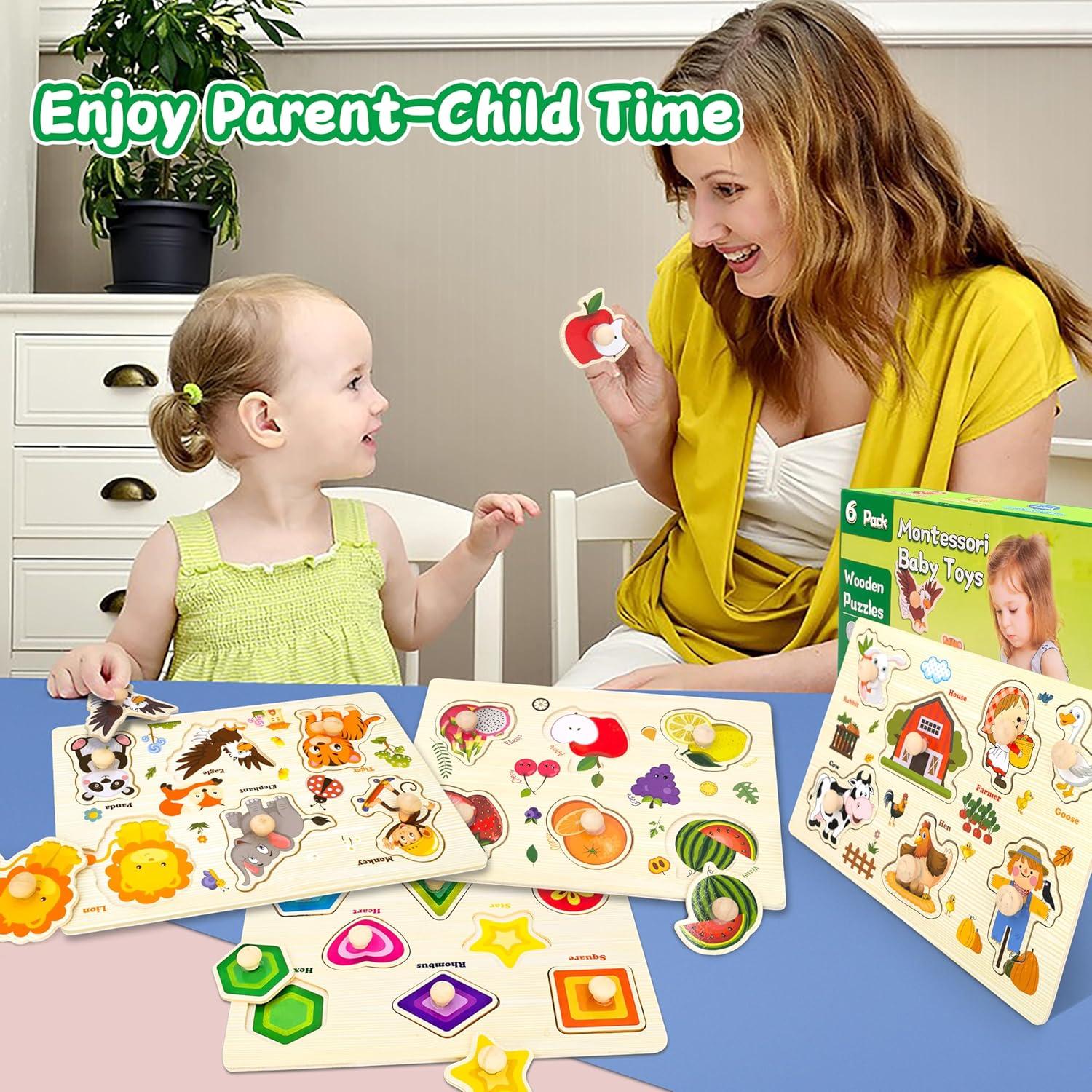 Rompecabezas de Madera Montessori 6 Piezas para Niños