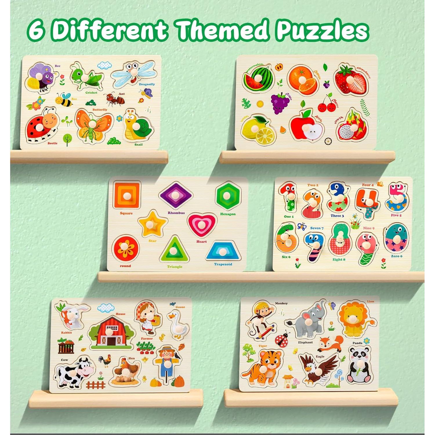 Rompecabezas de Madera Montessori 6 Piezas para Niños